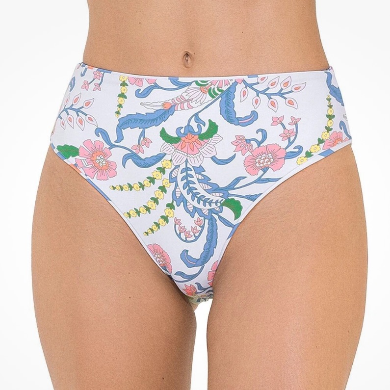 Maaji Floral Bikini Bottom With Pink And Blue Accents Nwt